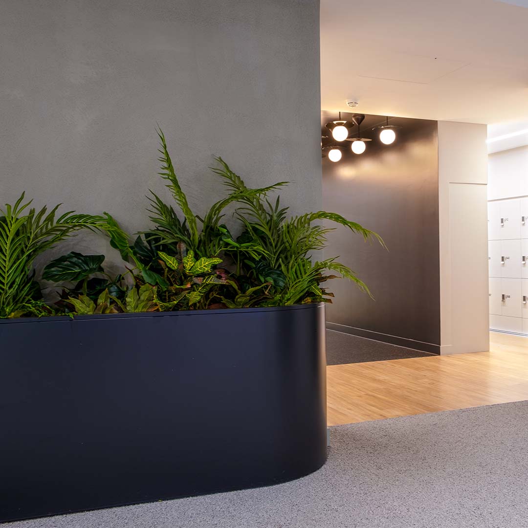 bespoke faux planter for reception area